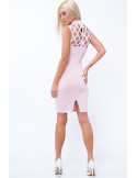 Rochie cu decolteu ajurat, roz deschis ZZ202 - Magazin online - Boutique